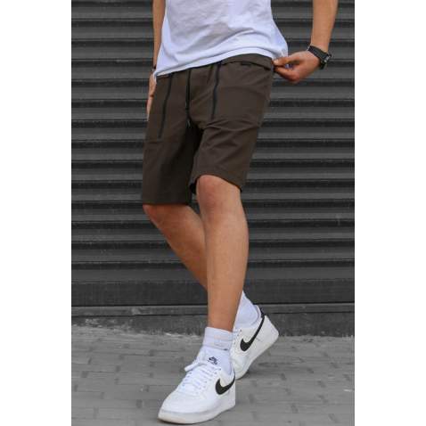 Men Basic Brown Capri Shorts - Kahverengi