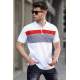 Men Striped White Polo T-Shirt 5864 - Beyaz