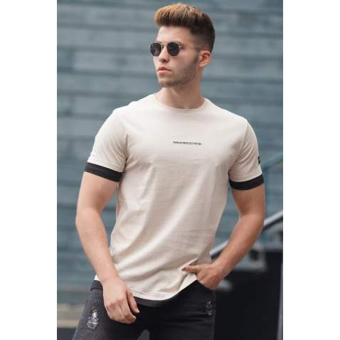 Madmext Men Plain Beige T-shirt 4459 - Bej