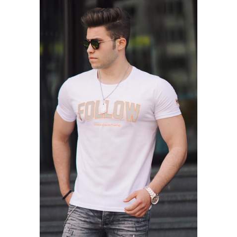 Madmext White T-shirt for Men 4615 - Beyaz