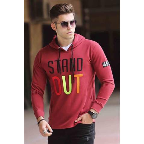 Madmext Maroon Hoodie 2691-3 - Bordo