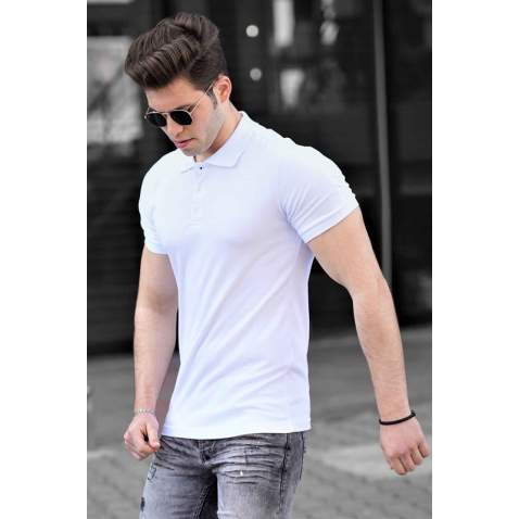 Madmext White Polo Shirt for Men 4585 - Beyaz