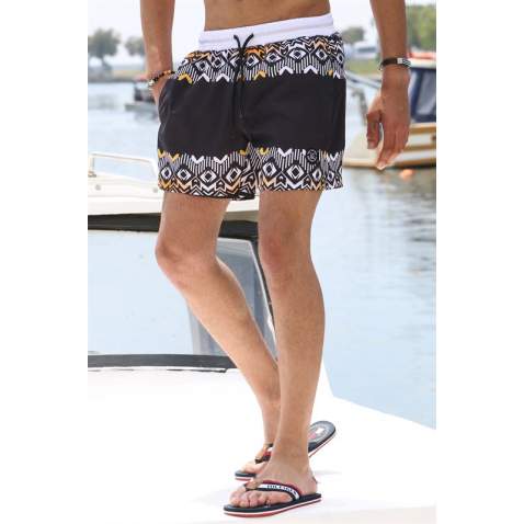 Black Designed Swim Shorts 5788 - Siyah