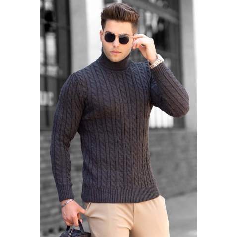 Madmext Black Anthracite Jumper with Roll Neck 4654 - Antrasit