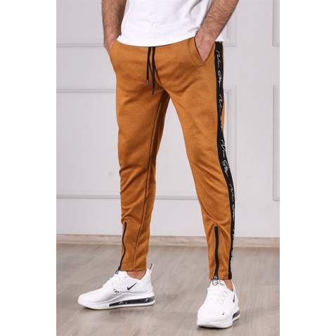 Madmext Camel Striped Sweatpants 2932 - Camel