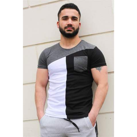 Madmext Black T-shirt with Pocket for Men 3015 - Siyah