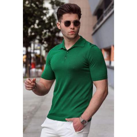 Madmext Men Knitwear Green Polo T-shirt 5078 - Yeşil