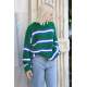 Green Striped Knitted Sweater MG1244 - Yeşil