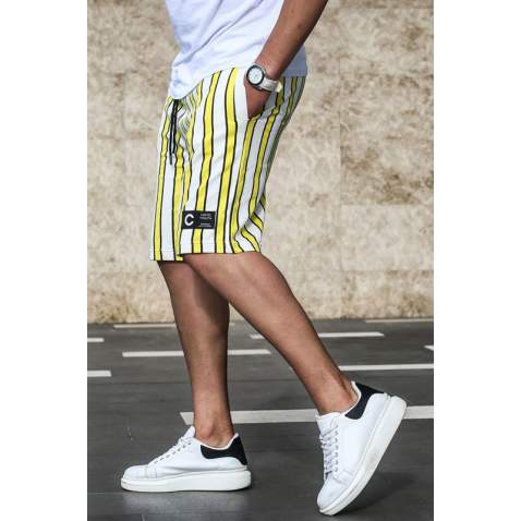 Madmext Yellow Striped Capri for Men 2915 - Sarı