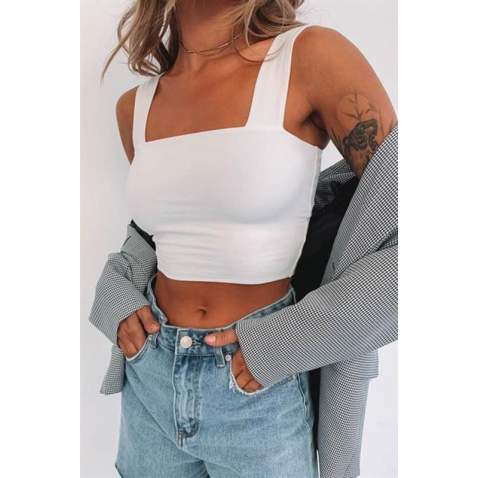 Women White Crop Top MG1487 - Beyaz