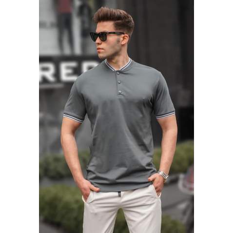 Men Smoke Gray Polo T-Shirt - Füme