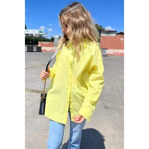 Yellow Oversize Basic Poplin Shirt MG1530 - Sarı