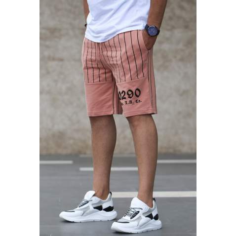 Madmext Soft Pink Striped Capri for Men 2909 - Pudra