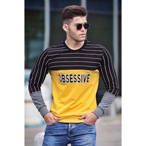 Madmext Yellow Printed Sweatshirt 4184 - Sarı