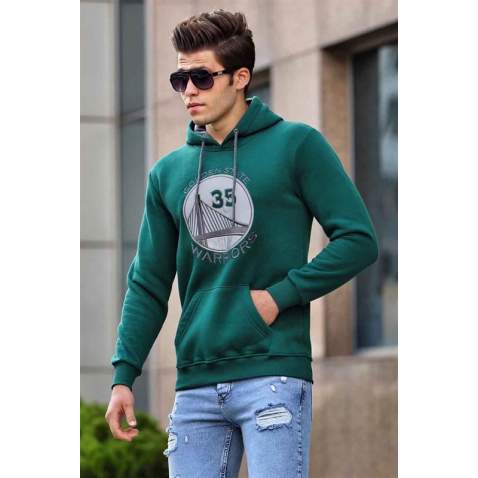 Madmext Green Printed Hoodie 4187 - Yeşil