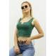 Mad Girls Green Crop Top MG362 - Yeşil