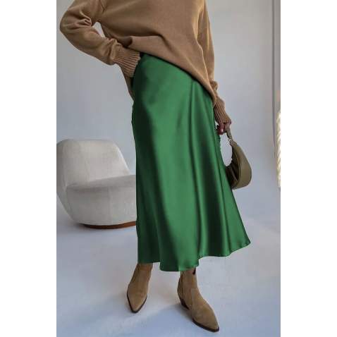 Mad Girls Green Satin Skirt MG1409 - Yeşil