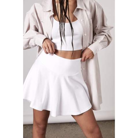 Women White Pleated Basic Mini Tennis Skirt - Beyaz