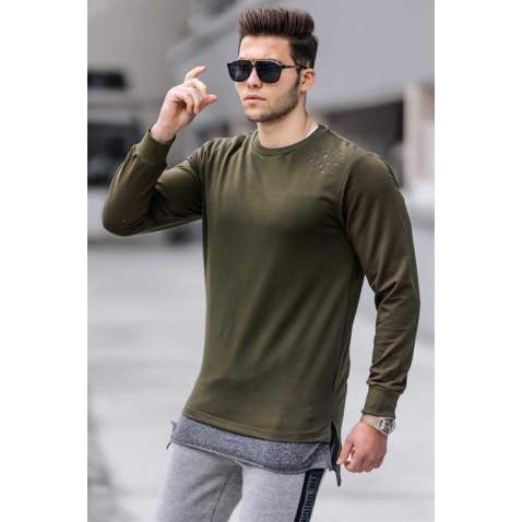 Madmext Men Khaki Sweatshirt 2193 - Haki