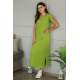 Mad Girls Green Shoulder Pad Slit Midi Dress MG357 - Yeşil