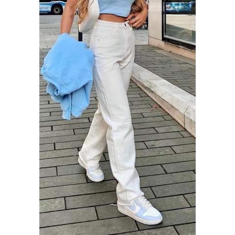 Mad Girls White Palazzo Jeans Mg1189 - Beyaz