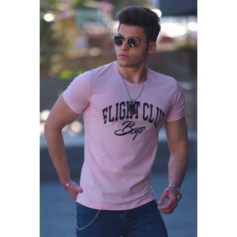 Madmext Soft Pink Printed T-shirt for Men 4591 - Pudra