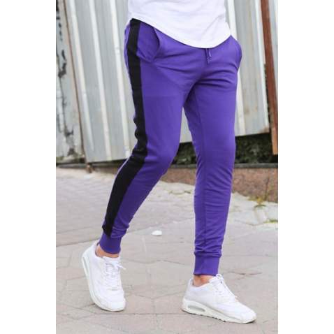 Mens Sweatpants In Striped Design Purple Color 2926 - Mor