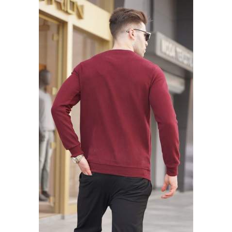 Maroon Designed Knitwear Sweater 5968 - Bordo