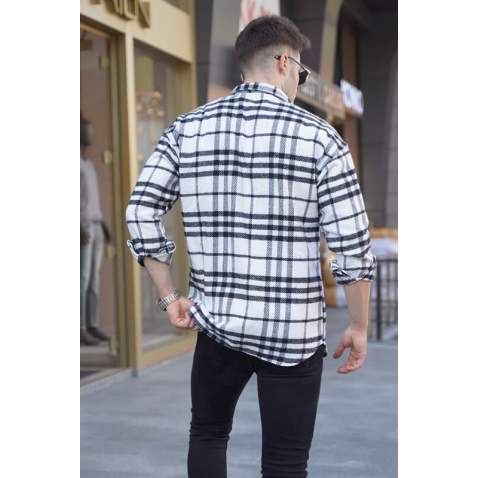 Ecru Regular Fit Plaid Shirt 5553 - Ekru