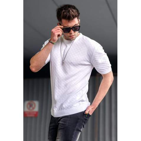 Madmext Men White T-Shirt 5683 - Beyaz