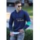 Madmext Navy Blue Printed Sweatshirt 4115 - Lacivert