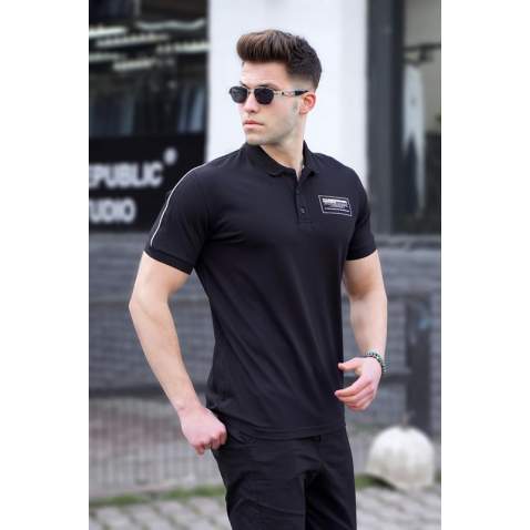 Men Black Polo T-Shirt - Siyah