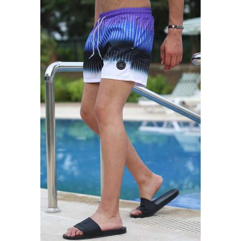 Madmext Purple Two Tone Swim Wear Short 2955 - Mor