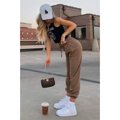 Mad Girls Oversize Brown Sweatpants MG290 - Kahverengi