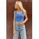 Women Blue Strappy Top - Mavi