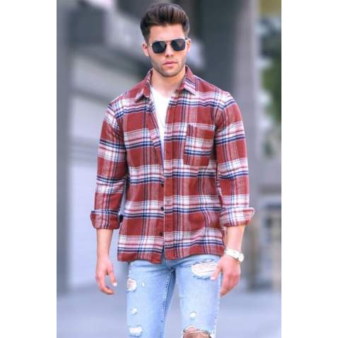 Brick Red Plaid Shirt 5542 - Kiremit