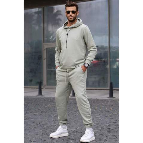 Mint Green Hoodie Basic Tracksuit 5908 - Mint yeşili