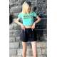 Mint Green Printed Crop T-Shirt MG1535 - Mint yeşili