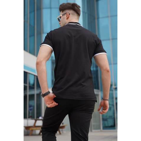 Men Basic Black Polo T-Shirt - Siyah