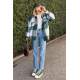 Mad Girls Oversize Green Lumberjack Shirt MG042 - Yeşil