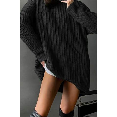 Mad Girls Oversize Smoke Gray Sweater MG1344 - Siyah