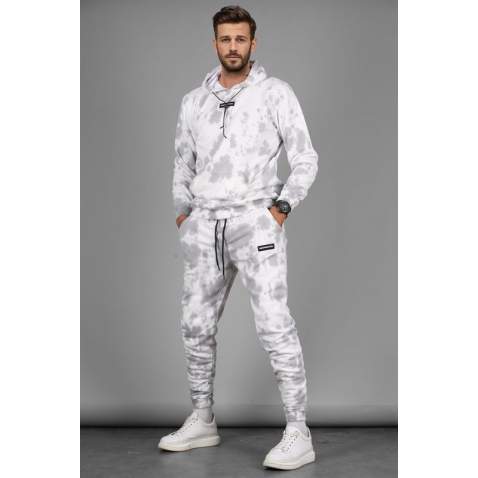 Madmext Gray Tie-Dye Men Tracksuit Set 4758 - Gri