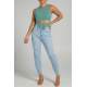 Mad Girls Mint Green Plain Bodysuit MG1448 - Mint yeşili