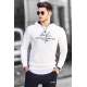 Madmext White Printed Men's Hoodie 4723 - Beyaz