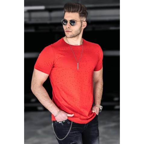 Madmext Men Ripped TOrange T-shirt 2883 - Kırmızı