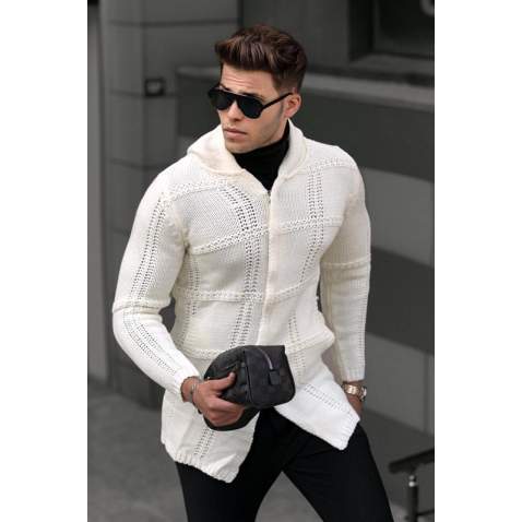 Madmext White Knitting Cardigan 2793-2 - Beyaz