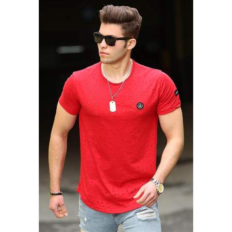 Madmext Red Rapped T-shirt for Men 4488 - Kırmızı