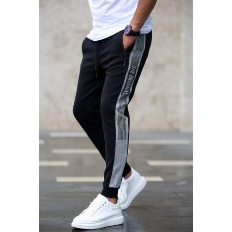 Madmext Black ''The Original'' Striped Sweatpants 4218 - Siyah