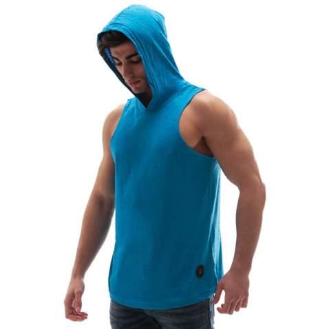 Sleeveless T-Shirt In Hooded turquoise 2893 - Turkuaz