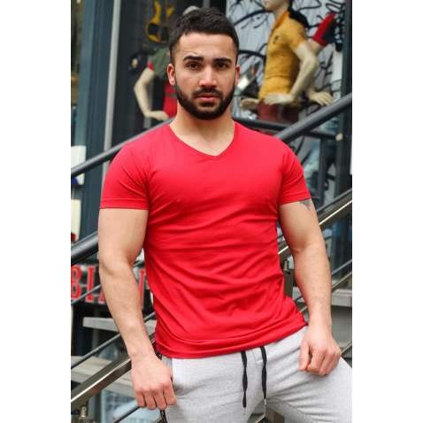 Madmext Red Basic T-shirt for Men 3005 - Kırmızı